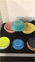 Fiestaware serving bowls and saucers