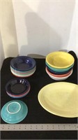 Fiestaware platter and 3 different bowl sizes
