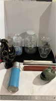 Glass jar, vase, canister, alligator box and