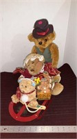 Collectable Teddy Bears on sled,