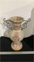 Vase with metal handles