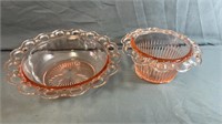Vintage Pink Depression Glass Bowls Measure from