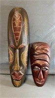 Two African Style Wooden Masks Measure from 12”-