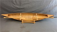 Wooden Canoe with Paddles and Stand Measures 28”