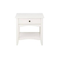 White Wood 1 Drawer End Table