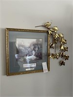 Thomas Kinkade  Print & Gold Leaf Sconce