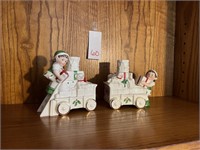 Vtg. Lenox Santa's Holiday Toy Shop Candle Holders