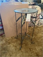 Metal Glass Top Side Table / Plant Stand