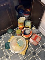 Cabinet Full of Vintage Tupperware, Plastic Food