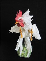 PORCELAIN FIGHTING ROOSTER W/GLASS EYES-CHIPPED
