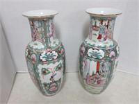 2 PORCELAIN VASES-1 HAS CRACK