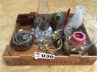 ASSORTMENT OF OIL LAMPS, SHADES
