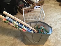 ASSORTMENT OF WRAPPING PAPER, WIRE RACK