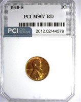 1940-S Cent PCI MS-67 RD LISTS FOR $190