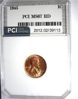 1945 Cent PCI MS-67 RD LISTS FOR $300