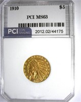 1910 Gold $5 PCI MS-63 LISTS FOR $2250