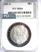 1881-O Morgan PCI MS-64 Blue Purple Rim