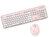 Mofii Wireless Keyboard and Mouse Combo (Pink Whit