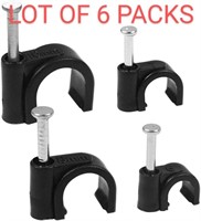 Lot of 6 Packs, Steel Nail Cable Clips, 6MM, 7MM,