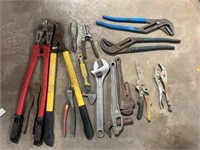 Bolt cutters, channel locks, crescent,