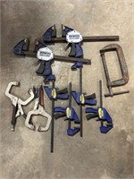 Irwin clamps, vice clamps, c-clamp