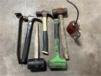 Hammers, nail bar, oil can