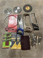 Saws, sand paper, band saw blades