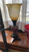 16" Traditional Carved Resin Uplight with Glass