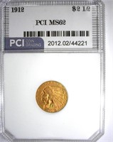 1912 Gold $2.50 PCI MS-62 LISTS FOR $1100