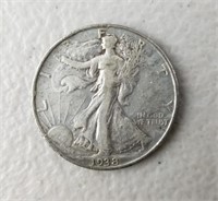 1938 D Liberty Silver Half Dollar