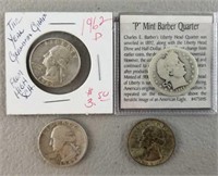 4ct Barber & Washington Silver Quarters