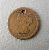 1852 Large Cent - Holed