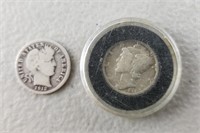 1912 Barber & 1936 Mercury Silver Dimes