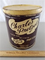 Vintage Charles Pretzels Tin 9 & 5/8" H