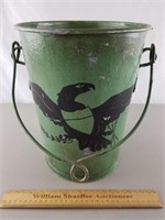 Galvanized Bucket w/ Eagle Painting 12" H