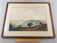 1934 Watercolor Painting Signed Rusk 21x27"