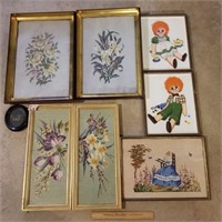 Vintage Framed Embroidered Pictures