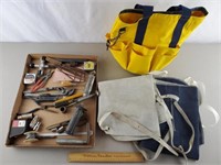 Assorted Tools, Aprons & Tool Bag