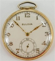 Vintage Bulova 15 Jewel Pocket Watch 17 AH - Runs