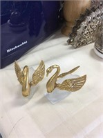 Set of frosted glass swan salt cellars