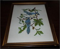 Hand Embroided Bird Picture 15 x 18