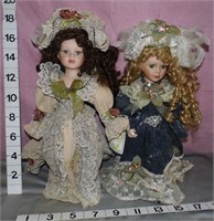 2 Cathay Collection Porcelain Dolls On Stands