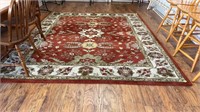 LARGE 100% WOOL RUG, BURNT ORANGE & CREAM