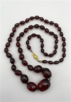 28 Inch Red Glass Graduated Bead Necklace