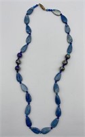Blue Stone & Cloisonné Bead Necklace GF Clasp