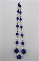 Simulated Lapis & Glass Bead Vintage Necklace