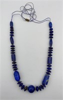 Natural Lapis Chunky Beaded Necklace 30 Inch