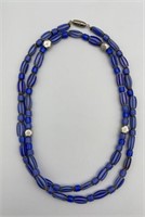 Blown Art Glass Bead Beaded Necklace 31 Inch