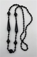28 Inch Onyx Volcanic Glass Beaded Necklace