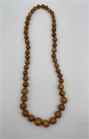 Vintage Carved Wooded Wood Bead Necklace
